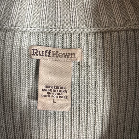 Ruff Hewn Men Large Cotton Knit Full Zip Front Cardigan Sweater Sage Green Vtg - Picture 3 of 5